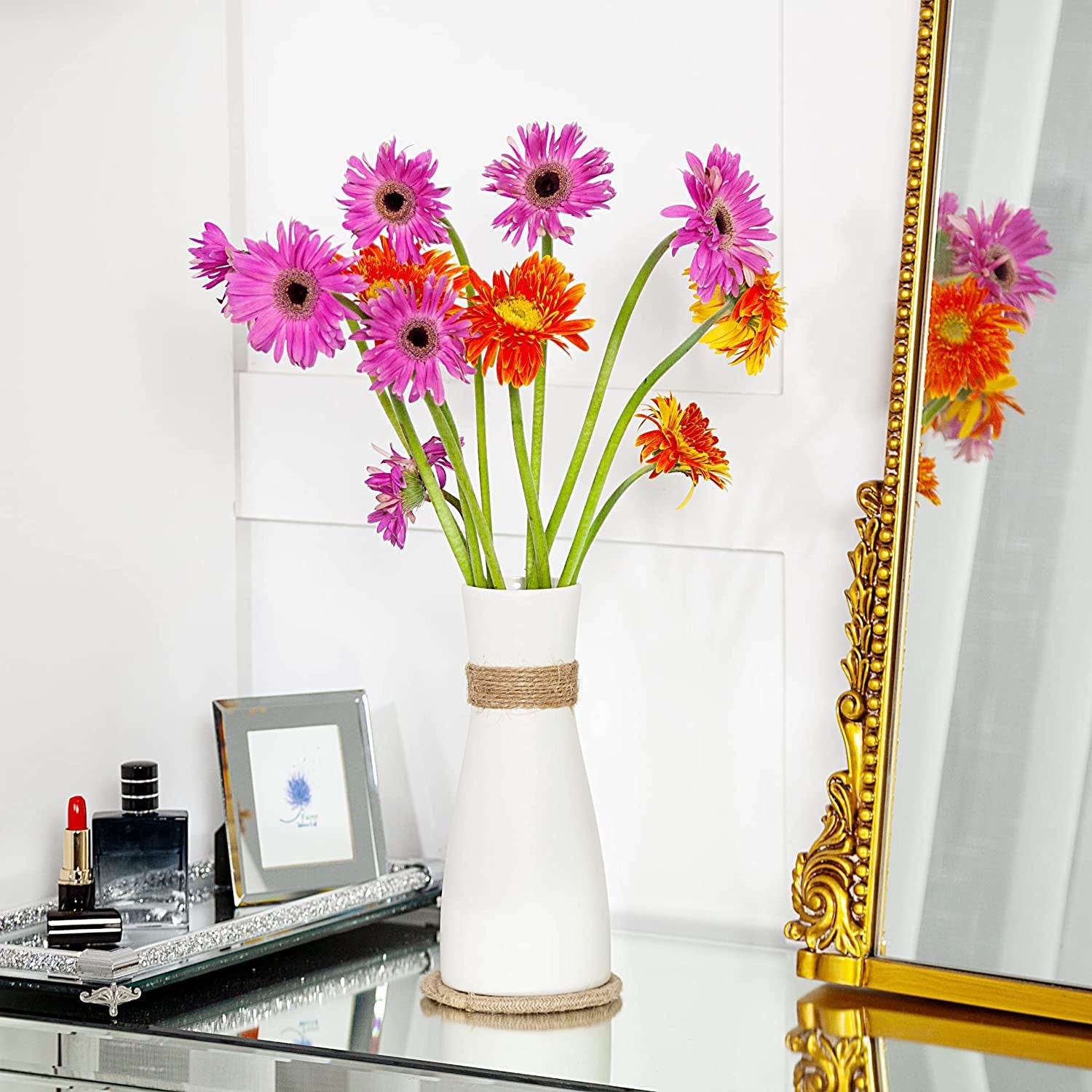 8" Flower Vase Ceramic Vases for Flowers Black Vase White Vase for Decor Boho Vase Rustic Vase Farmhouse Vase Vintage Vase Fall Vase Living Room Decor Rustic Home Decor Fall Farmhouse Décor