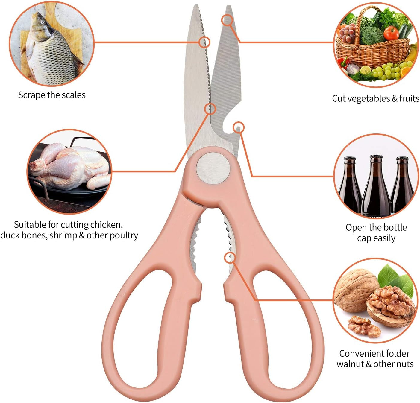 Kitchen Scissors for General Use Woman Kitchen Accessories Shears Heavy Duty Cooking Shears Left Handed Black Scissors Adults Sharp Utility Siccors for Food(P,1)