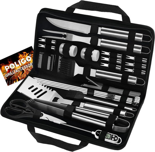 29 PCS BBQ Grill Accessories Stainless Steel BBQ Tools Grilling Tools Set with Storage Bag for Fathers Day Dads Birthday Presents - Camping Grill Utensils Set Ideal Grilling Gifts for Men Women