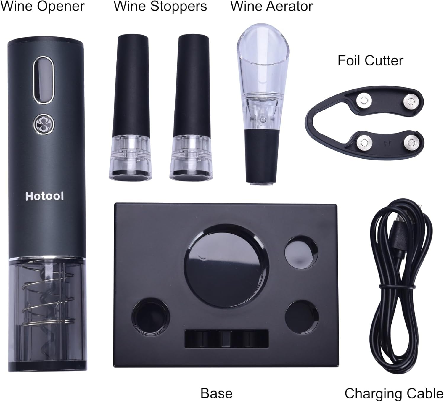 Electric Wine Opener Gift Set -USB Rechargeable Wine Bottle Opener with Foil Cutter, Wine Aerator, Wine Stoppers -Automatic Corkscrew Wine Opener for Easy Cork Removal
