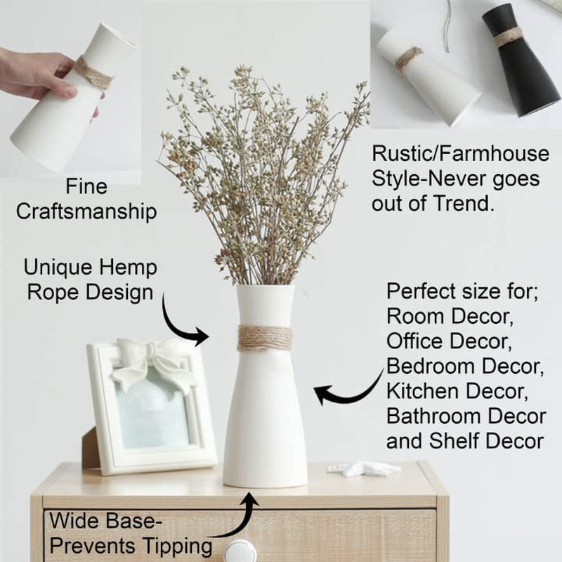 8" Flower Vase Ceramic Vases for Flowers Black Vase White Vase for Decor Boho Vase Rustic Vase Farmhouse Vase Vintage Vase Fall Vase Living Room Decor Rustic Home Decor Fall Farmhouse Décor