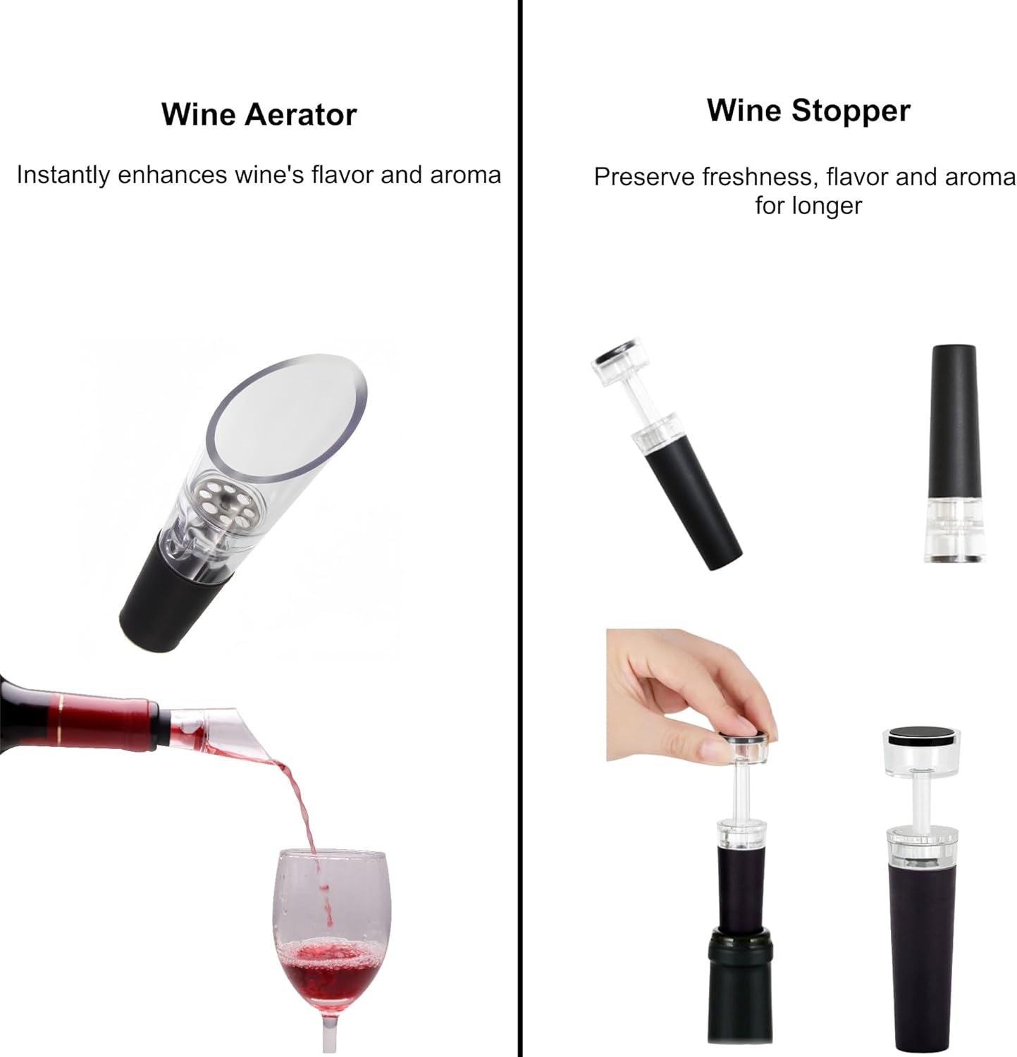Electric Wine Opener Gift Set -USB Rechargeable Wine Bottle Opener with Foil Cutter, Wine Aerator, Wine Stoppers -Automatic Corkscrew Wine Opener for Easy Cork Removal