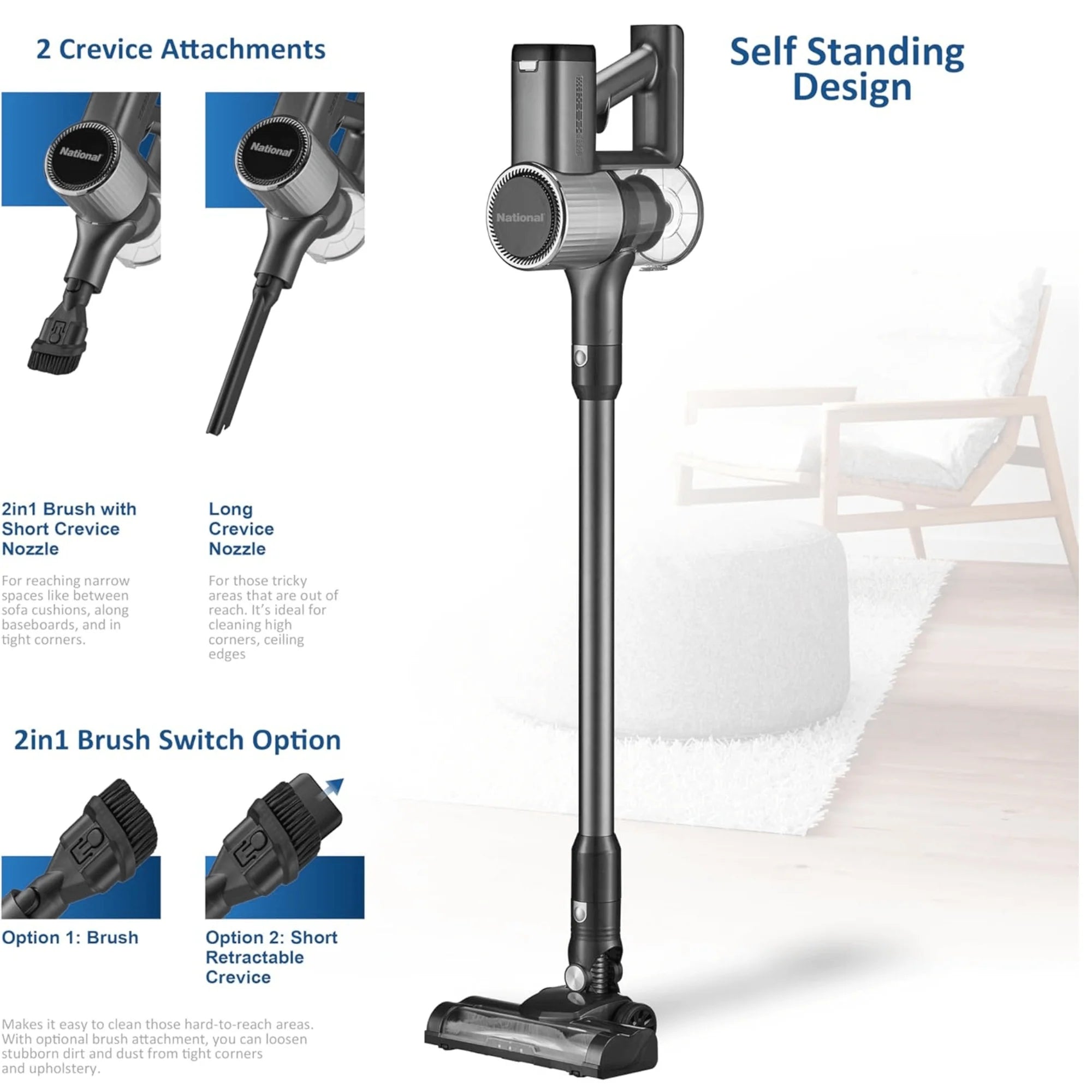 National 2-In-1 Cordless Upright and Handheld Vacuum Cleaner